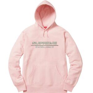 SUPREME EXCELLENCE reflective Hooded Pullover Pale Pink with Grey Logo